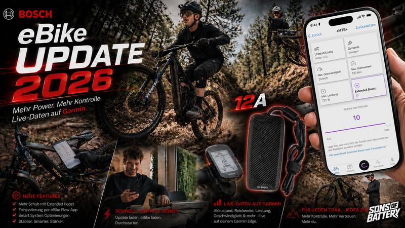 Bosch eBike Update 2026: Performance Upgrade 2.0 mit 120 Nm, Garmin Live-Daten & 12A Charger