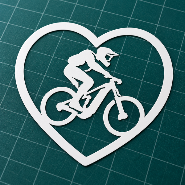 E-MTB Herz Folienaufkleber auf Schneidematte