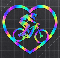 E-MTB Herz Folienaufkleber - Rainbow
