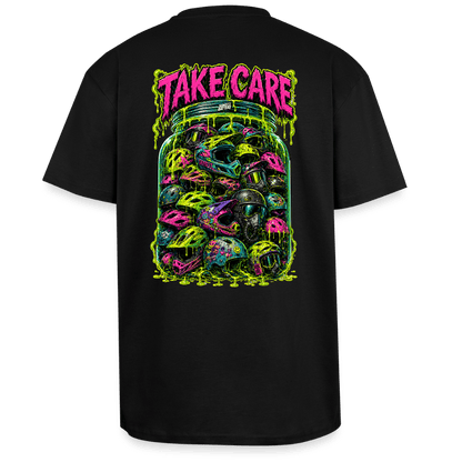 Spreadconnect Oversized Heavyweight Unisex T-Shirt Schwarz / XS TAKE CARE - Oversized Heavyweight Unisex T-Shirt E-Bike-Community