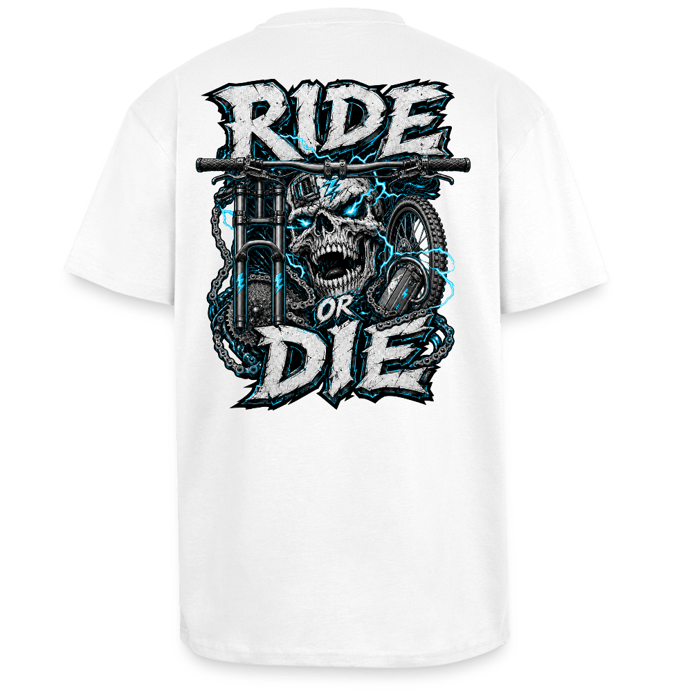 Spreadconnect Oversized Heavyweight Unisex T-Shirt Weiß / XS RIDE OR DIE - SKULL - BYB Oversized Heavyweight Unisex T-Shirt E-Bike-Community