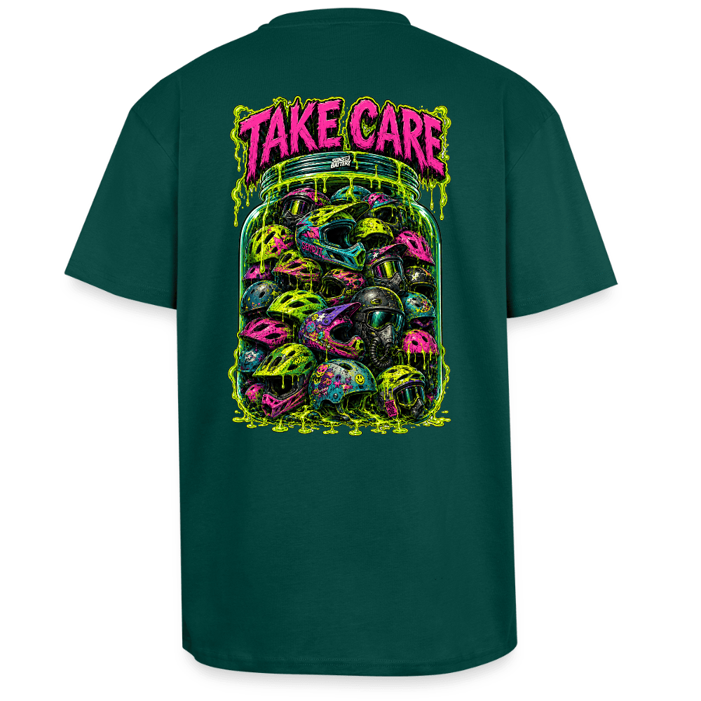 Spreadconnect Oversized Heavyweight Unisex T-Shirt hunter Green / XS TAKE CARE - Oversized Heavyweight Unisex T-Shirt E-Bike-Community