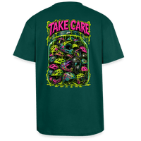 Spreadconnect Oversized Heavyweight Unisex T-Shirt hunter Green / XS TAKE CARE - Oversized Heavyweight Unisex T-Shirt E-Bike-Community