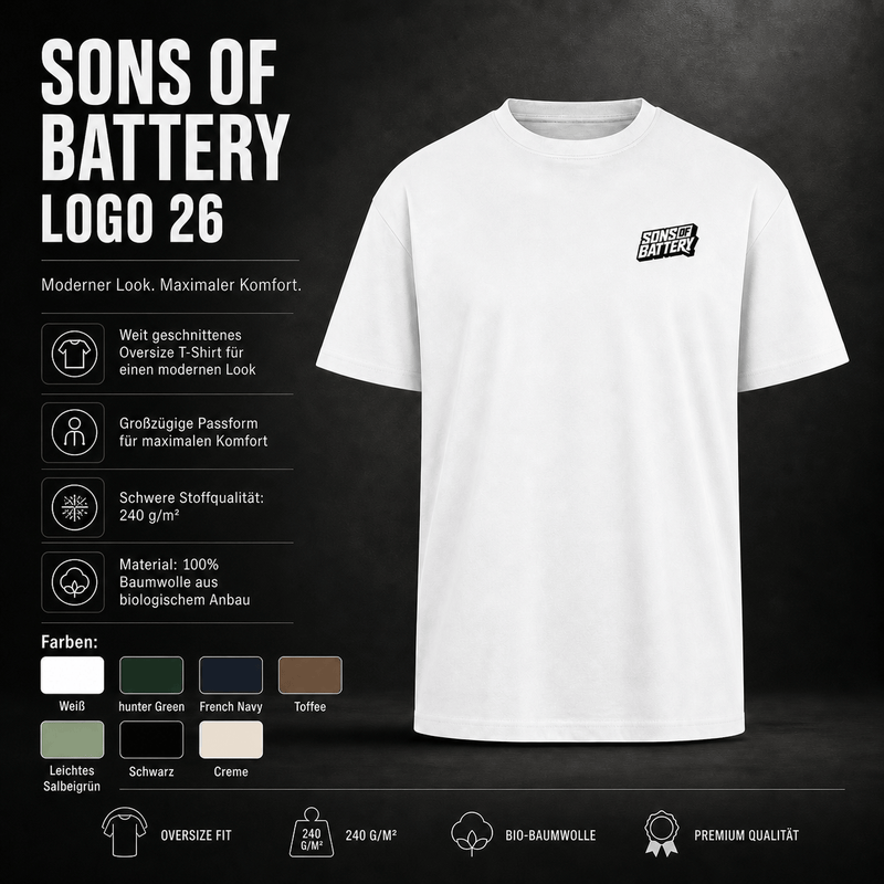 Sons of Battery Logo 26 - Oversized Heavyweight Unisex T-Shirt