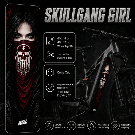 Sons of Battery® - E-MTB Brand & Community Folien & Sticker SKULLGANG GIRL-  Akku Abdeckung Cover Universal / Cube E-Bike-Community