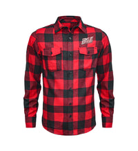 Shirtee Unisex Flanellhemd mit Stick Black/Red / S Signature - Flanellhemd  - Unisex Flanellhemd mit Stick E-Bike-Community