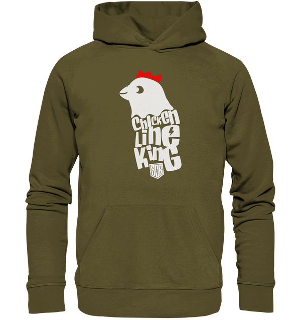 Shirtigo Hoodies British Khaki / XS Chicken Line - King - Weiß - Organic Hoodie E-Bike-Community