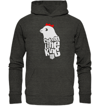 Shirtigo Hoodies Dark Heather Grey / XS Chicken Line - King - Weiß - Organic Hoodie E-Bike-Community