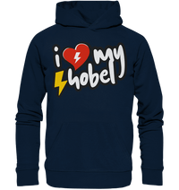 Shirtigo Hoodies French Navy / XS I Love my Hobel - (Flip Label) - Organic Hoodie E-Bike-Community