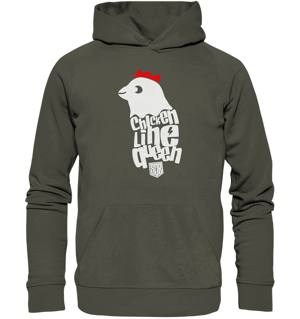 Shirtigo Hoodies Khaki / XS Chicken Line - Queen Weiß - Organic Basic Hoodie E-Bike-Community