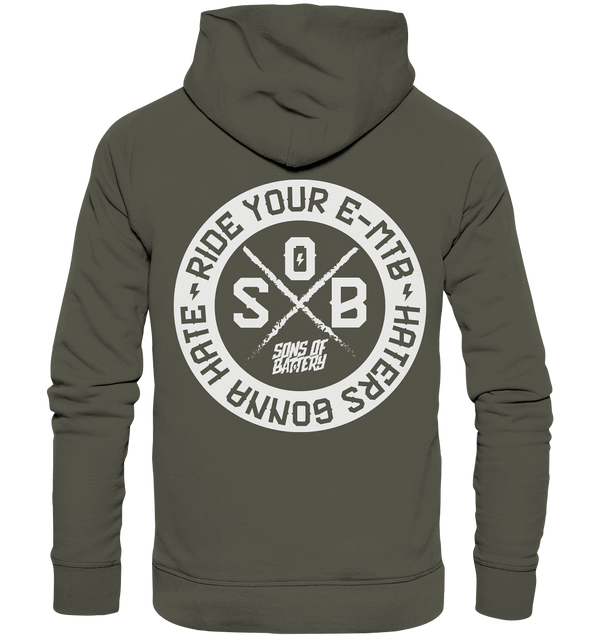Shirtigo Hoodies Khaki / XS Haters gonna Hate - Organic Basic Hoodie (Flip Label) E-Bike-Community