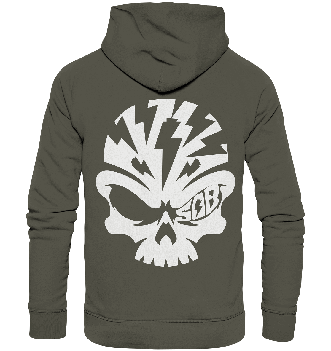 Shirtigo Hoodies Khaki / XS SoB Skull White - Organic Basic Hoodie E-Bike-Community