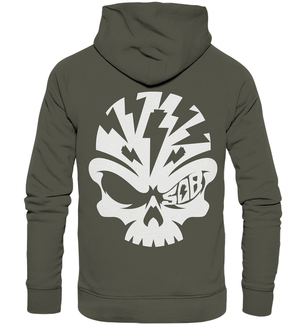 Shirtigo Hoodies Khaki / XS SoB Skull White - Organic Basic Hoodie E-Bike-Community