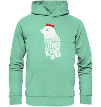 Shirtigo Hoodies Mid Heather Green / XS Chicken Line - King - Weiß - Organic Hoodie E-Bike-Community