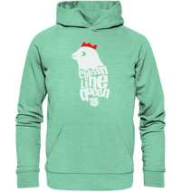 Shirtigo Hoodies Mid Heather Green / XS Chicken Line - Queen Weiß - Organic Hoodie E-Bike-Community
