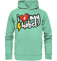 Shirtigo Hoodies Mid Heather Green / XS I Love my Hobel - (Flip Label) - Organic Hoodie E-Bike-Community