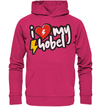 Shirtigo Hoodies Raspberry / XS I Love my Hobel - (Flip Label) - Organic Basic Hoodie E-Bike-Community