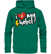 Shirtigo Hoodies Varsity Green / XS I Love my Hobel - (Flip Label) - Organic Hoodie E-Bike-Community