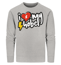 Shirtigo Sweatshirts Heather Grey / XS I Love my Hobel - (Flip Label) - Organic Sweatshirt E-Bike-Community