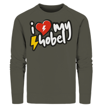 Shirtigo Sweatshirts Khaki / XS I Love my Hobel - (Flip Label) - Organic Sweatshirt E-Bike-Community