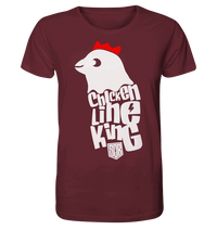 Shirtigo Unisex-Shirts Burgundy / XS Chicken Line - King - Weiß - Organic Shirt E-Bike-Community