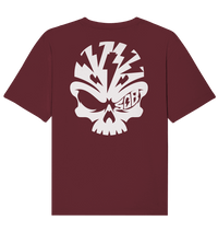 Shirtigo Unisex-Shirts Burgundy / XS SoB Skull White - Organic Relaxed Shirt E-Bike-Community