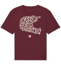 Shirtigo Unisex-Shirts Burgundy / XS The Power of Movement - Front Print- Organic Relaxed Shirt (Flip Label) E-Bike-Community