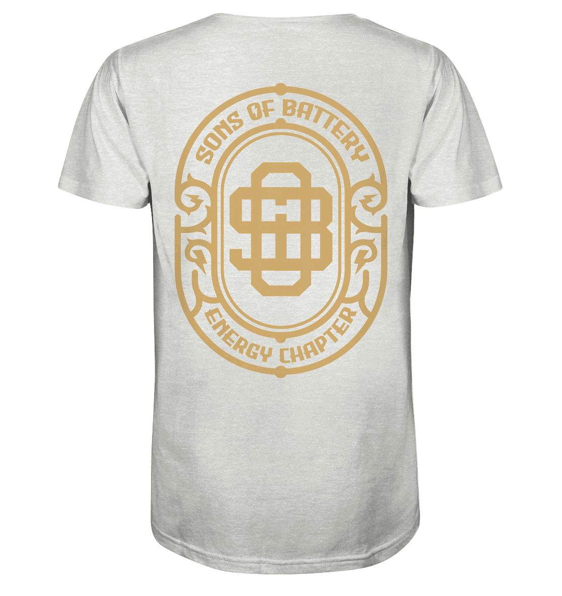 Shirtigo Unisex-Shirts Cream Heather Grey / XS Sons of Battery - Vintage Logo - Organic Shirt (meliert) E-Bike-Community