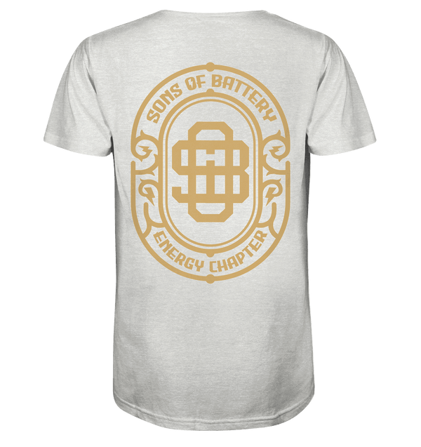 Shirtigo Unisex-Shirts Cream Heather Grey / XS Sons of Battery - Vintage Logo - Organic Shirt (meliert) E-Bike-Community