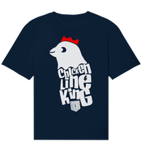 Shirtigo Unisex-Shirts French Navy / XS Chicken Line - King - Weiß - Organic Relaxed Shirt E-Bike-Community