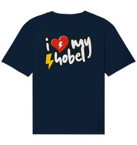 Shirtigo Unisex-Shirts French Navy / XS I Love my Hobel - (Flip Label) - Organic Relaxed Shirt E-Bike-Community