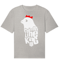 Shirtigo Unisex-Shirts Heather Grey / XS Chicken Line - King - Weiß - Organic Relaxed Shirt E-Bike-Community