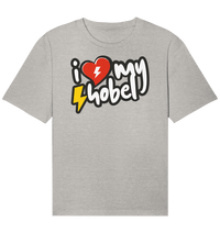 Shirtigo Unisex-Shirts Heather Grey / XS I Love my Hobel - (Flip Label) - Organic Relaxed Shirt E-Bike-Community