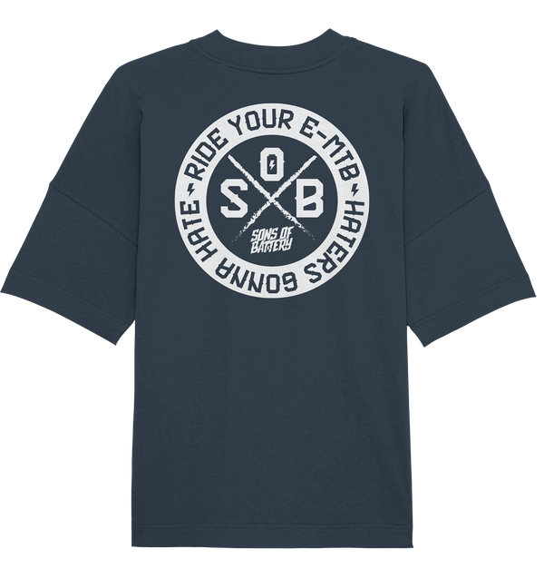 Shirtigo Unisex-Shirts India Ink Grey / XS Haters gonna Hate - Organic Oversize Shirt (Flip Label) E-Bike-Community