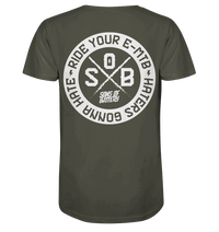 Shirtigo Unisex-Shirts Khaki / XS Haters gonna Hate - Back Print - Organic Shirt (Flip Label) E-Bike-Community