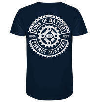 Shirtigo V-Neck Shirts French Navy / S Sons of Battery - Classic OG - Mens Organic V-Neck Shirt (Flip Label) E-Bike-Community