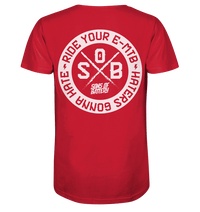 Shirtigo V-Neck Shirts Red / S Haters gonna Hate - Mens Organic V-Neck Shirt (Flip Label) E-Bike-Community