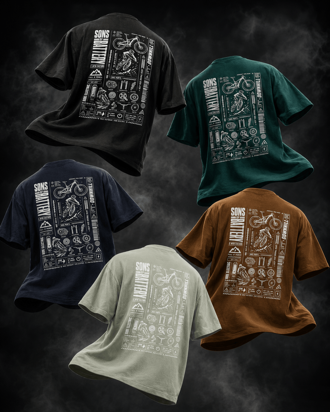 Spreadconnect Oversized Heavyweight Unisex T-Shirt SONS OF BATTERY - FULL POWER - Oversized Heavyweight Unisex T-Shirt E-Bike-Community