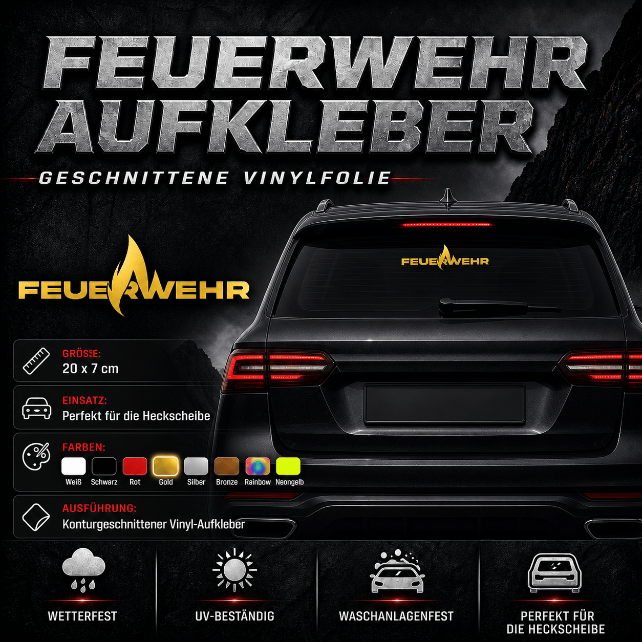 Sons of Battery - E-MTB Brand & Community 12 x 4 cm / Gold / Außenverklebt Feuerwehr Vinyl Aufkleber für die Heckscheibe E-Bike-Community