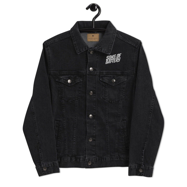 Sons of Battery® - E-MTB Brand & Community Black Denim / S Super moderne SoB bestickte Jeansjacke - Unisex Jeansjacke E-Bike-Community