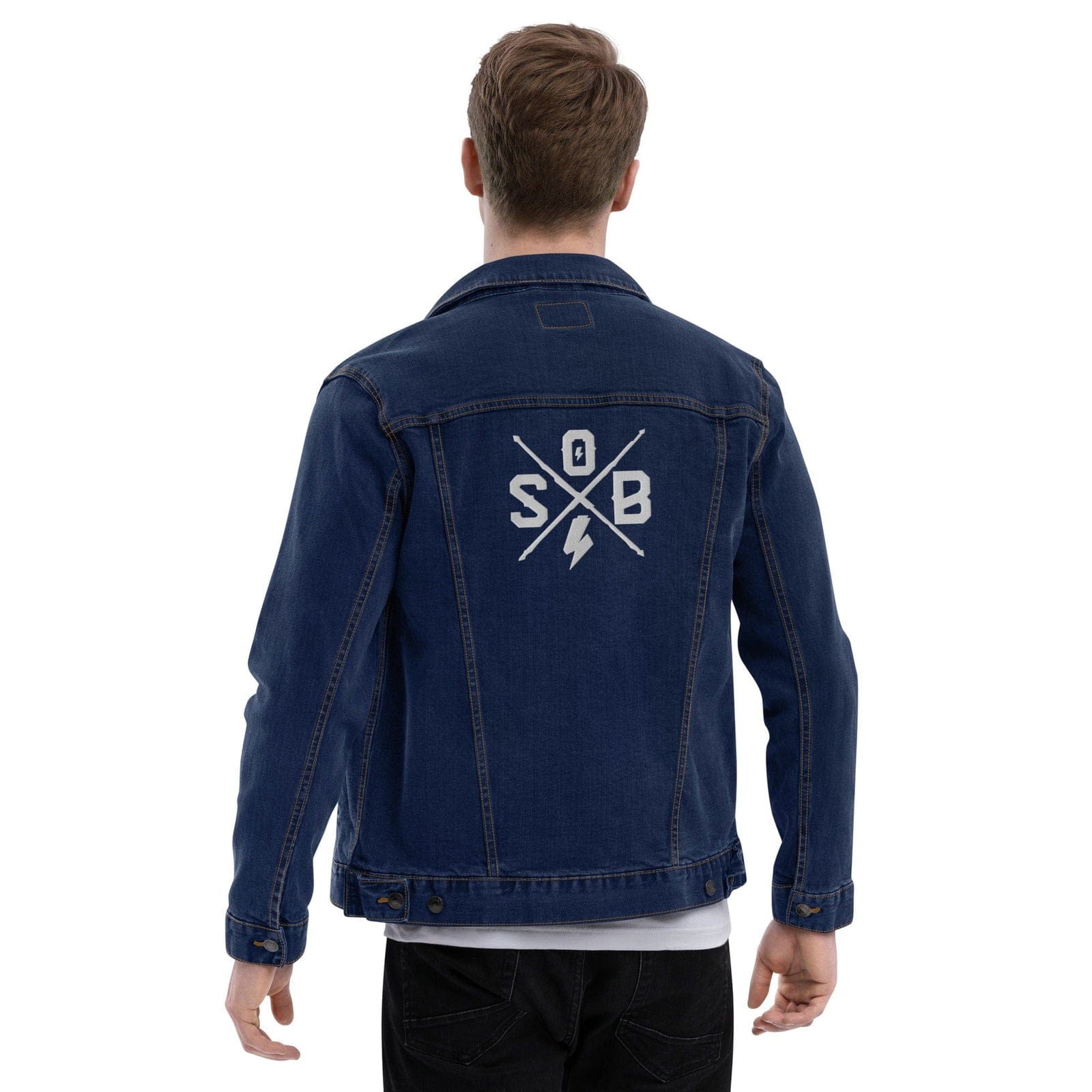 Sons of Battery® - E-MTB Brand & Community Classic Denim / S Super moderne SoB bestickte Jeansjacke - Unisex Jeansjacke E-Bike-Community