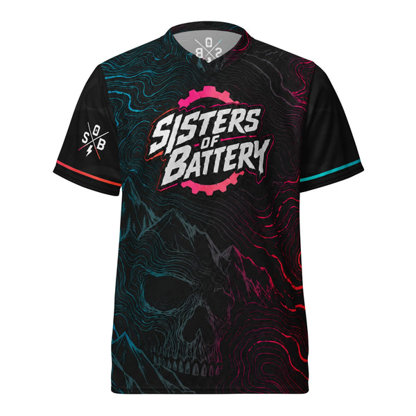 Sons of Battery® - E-MTB Brand & Community CUT-SEW 2XS Sisters of Battery 2026 - Recyceltes Unisex-Trikot mit Allover-Druck E-Bike-Community