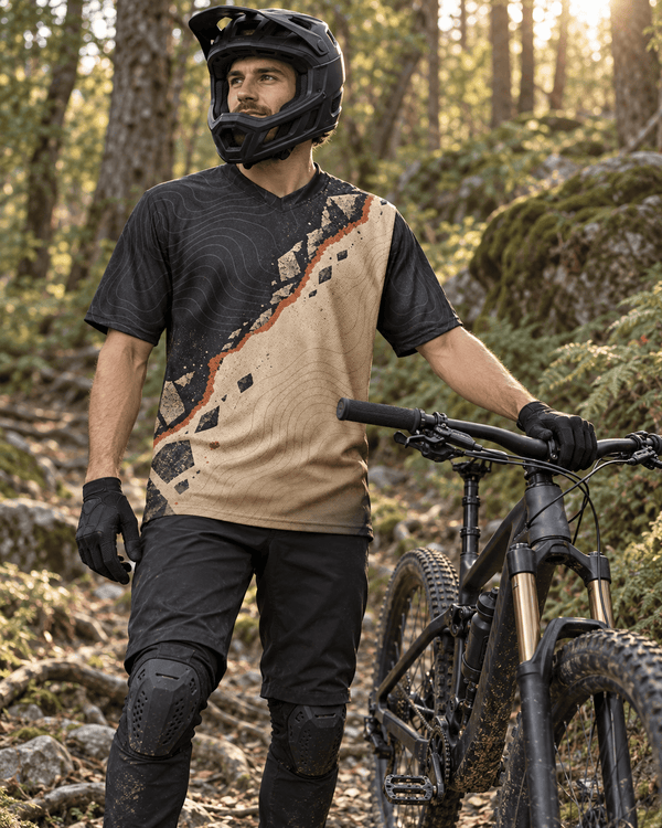 Sons of Battery® - E-MTB Brand & Community CUT-SEW Erdspalte - Recyceltes Unisex-Trikot mit Allover-Druck E-Bike-Community