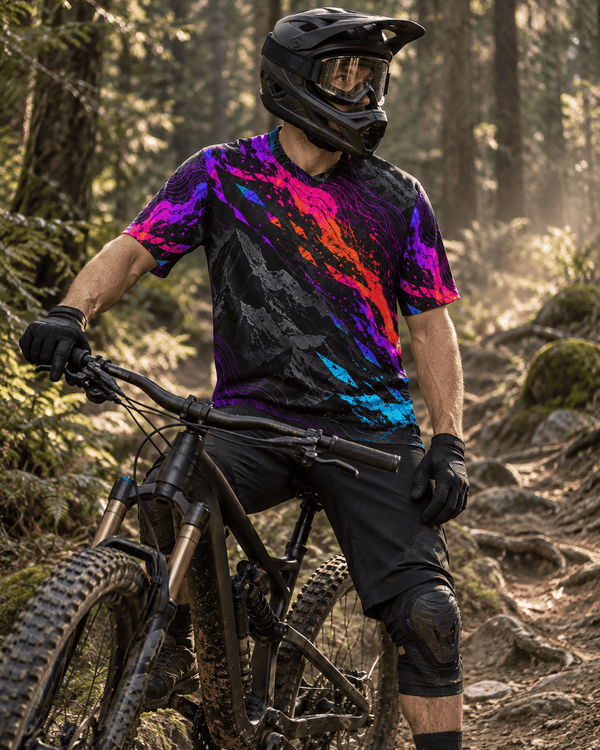Sons of Battery® - E-MTB Brand & Community CUT-SEW Trailstorm - Recyceltes Unisex-Trikot mit Allover-Druck E-Bike-Community
