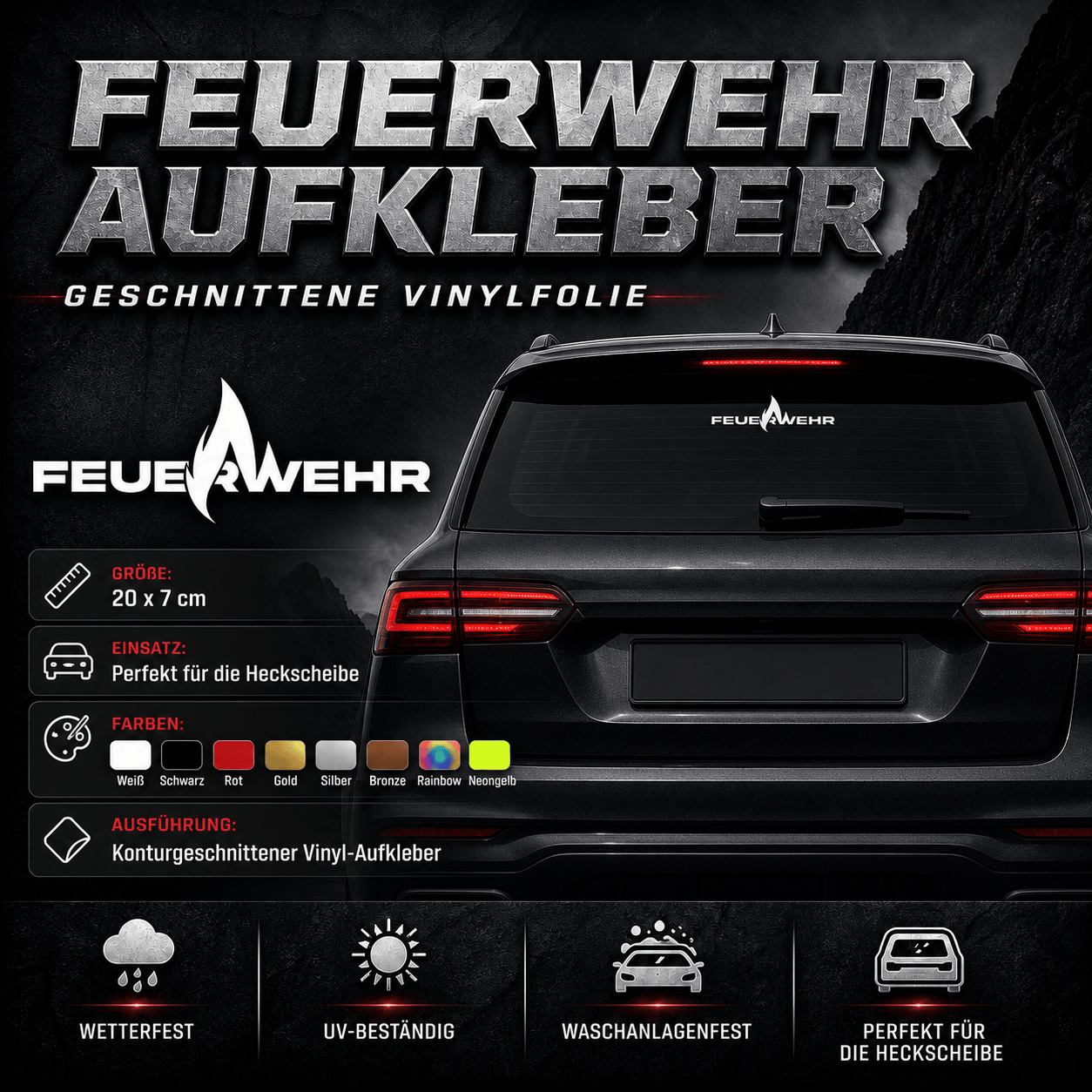 Sons of Battery - E-MTB Brand & Community Feuerwehr Vinyl Aufkleber für die Heckscheibe E-Bike-Community