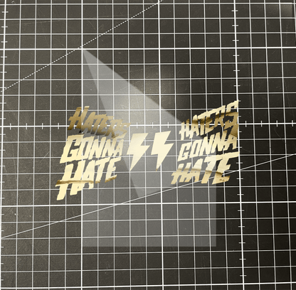 Sons of Battery - E-MTB Brand & Community Folien 10x10 cm / Gold (spiegelnd) Haters gonna Hate Seitenscheiben Aufkleber E-Bike-Community