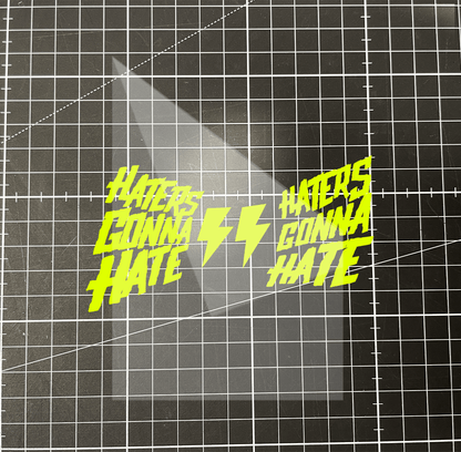 Sons of Battery - E-MTB Brand & Community Folien 10x10 cm / Neongelb Haters gonna Hate Seitenscheiben Aufkleber E-Bike-Community