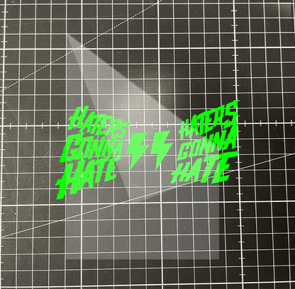 Sons of Battery - E-MTB Brand & Community Folien 10x10 cm / Neongrün Haters gonna Hate Seitenscheiben Aufkleber E-Bike-Community