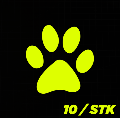 Sons of Battery - E-MTB Brand & Community Folien 4 x 4 cm (Hundeanhänger. Bike.Helm usw. / Neongelb Reflektierende Pfote - 10 Folienaufkleber E-Bike-Community