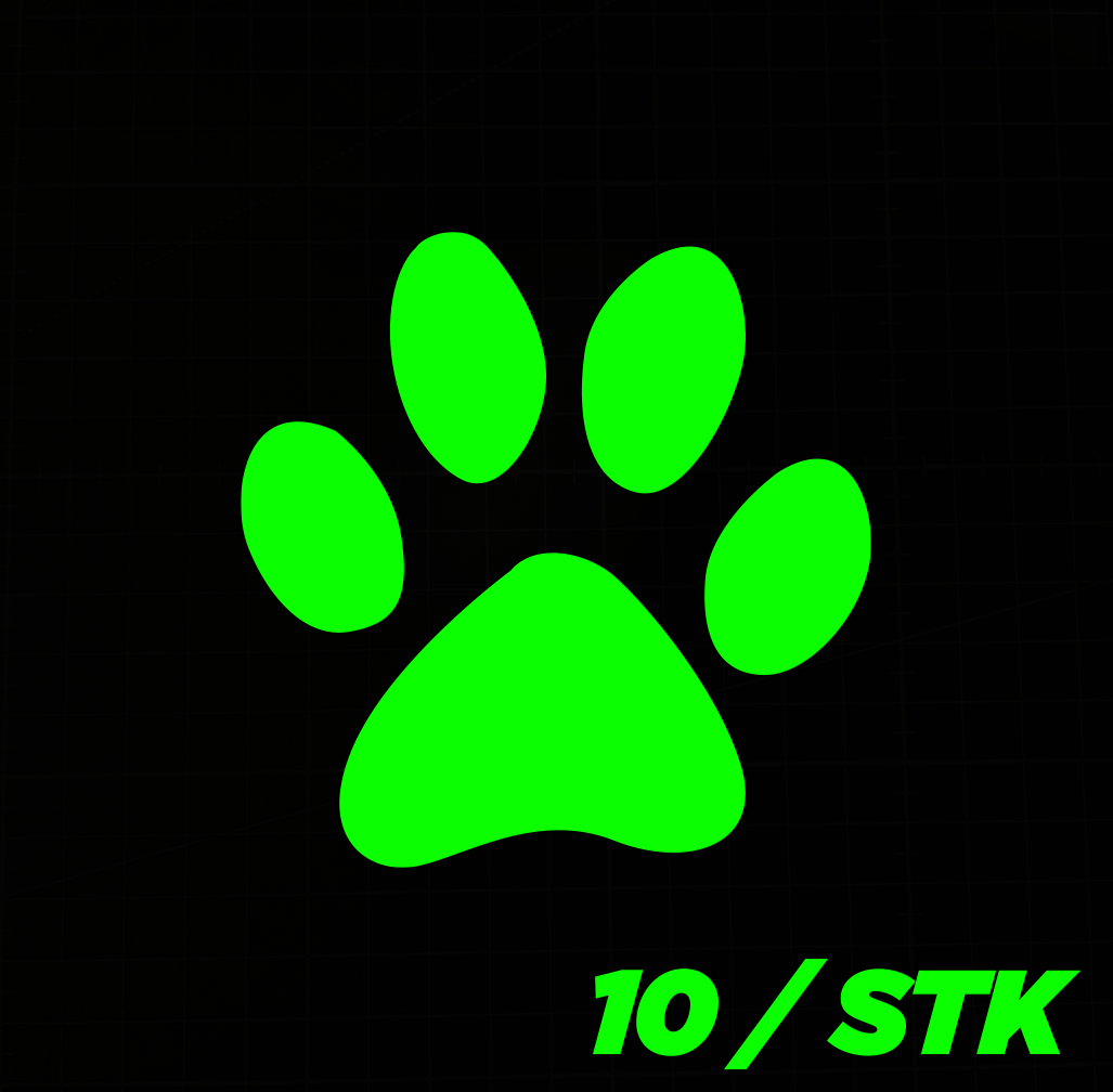 Sons of Battery - E-MTB Brand & Community Folien 4 x 4 cm (Hundeanhänger. Bike.Helm usw. / Neongrün Reflektierende Pfote - 10 Folienaufkleber E-Bike-Community
